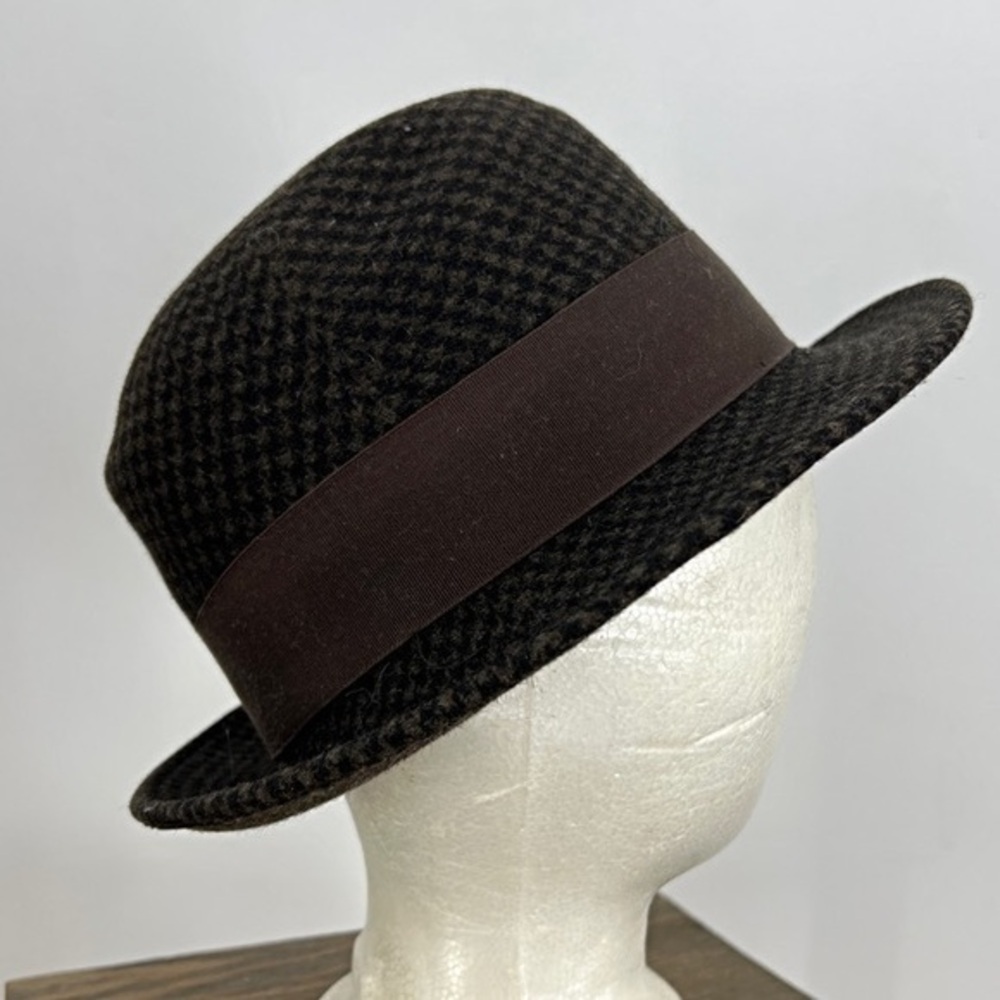 Vintage Newport marina wool hounds tooth print fedora hat 7.5